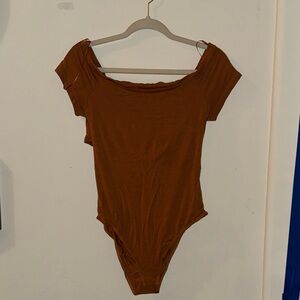 Burnt Orange Off-Shoulder Bodysuit